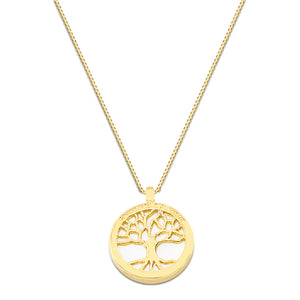 Colar Arvore da Vida Fundo Branco Folheado a Ouro 18K