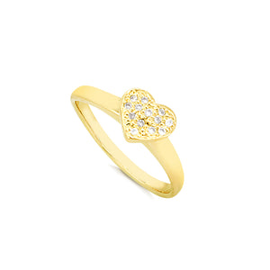 Anel Coracao com Zirconias Folheado a Ouro 18K