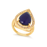 Anel Pedra Gota Natural com Zircônias Folheado a Ouro 18K