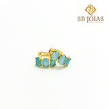 Brincos Argolinha 3 Cristais Folheado a Ouro 18K