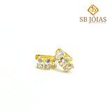 Brincos Argolinha 3 Cristais Folheado a Ouro 18K