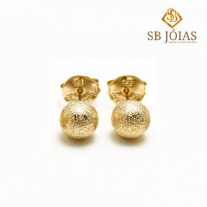 Brincos Bola M Chuviscada Folheado a Ouro 18K