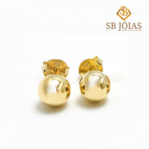 Brincos Bola M Lisa Folheado a Ouro 18K