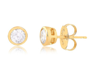 Brincos ponto de luz G redondo fechado com zircônias Folheado a Ouro18K
