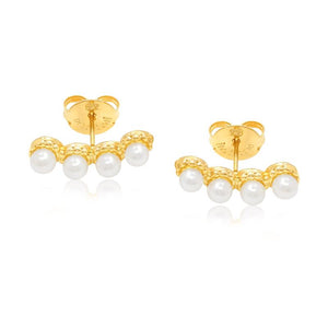 Brincos 4 Círculos com Perolas Industrial Folheado a Ouro 18K