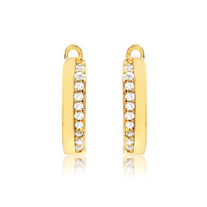 Brincos Argola Oval com Zircônias Folheado a Ouro 18K