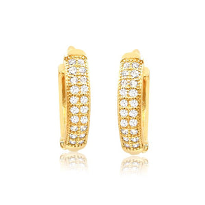 Brincos Argolinha Médio com Zirconias Folheado a Ouro 18K