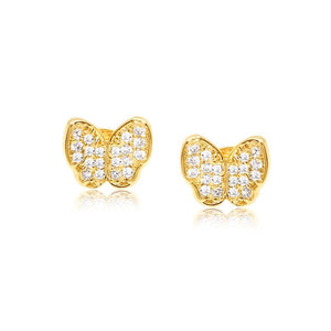 Brincos Borboleta com Zircônias Folheado a Ouro 18K